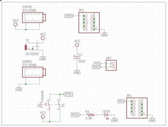 Schematic captured in Eagle CAD--How to Power Breadboard Projects Perfect