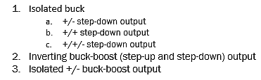 Three DC/DC converter topologies
